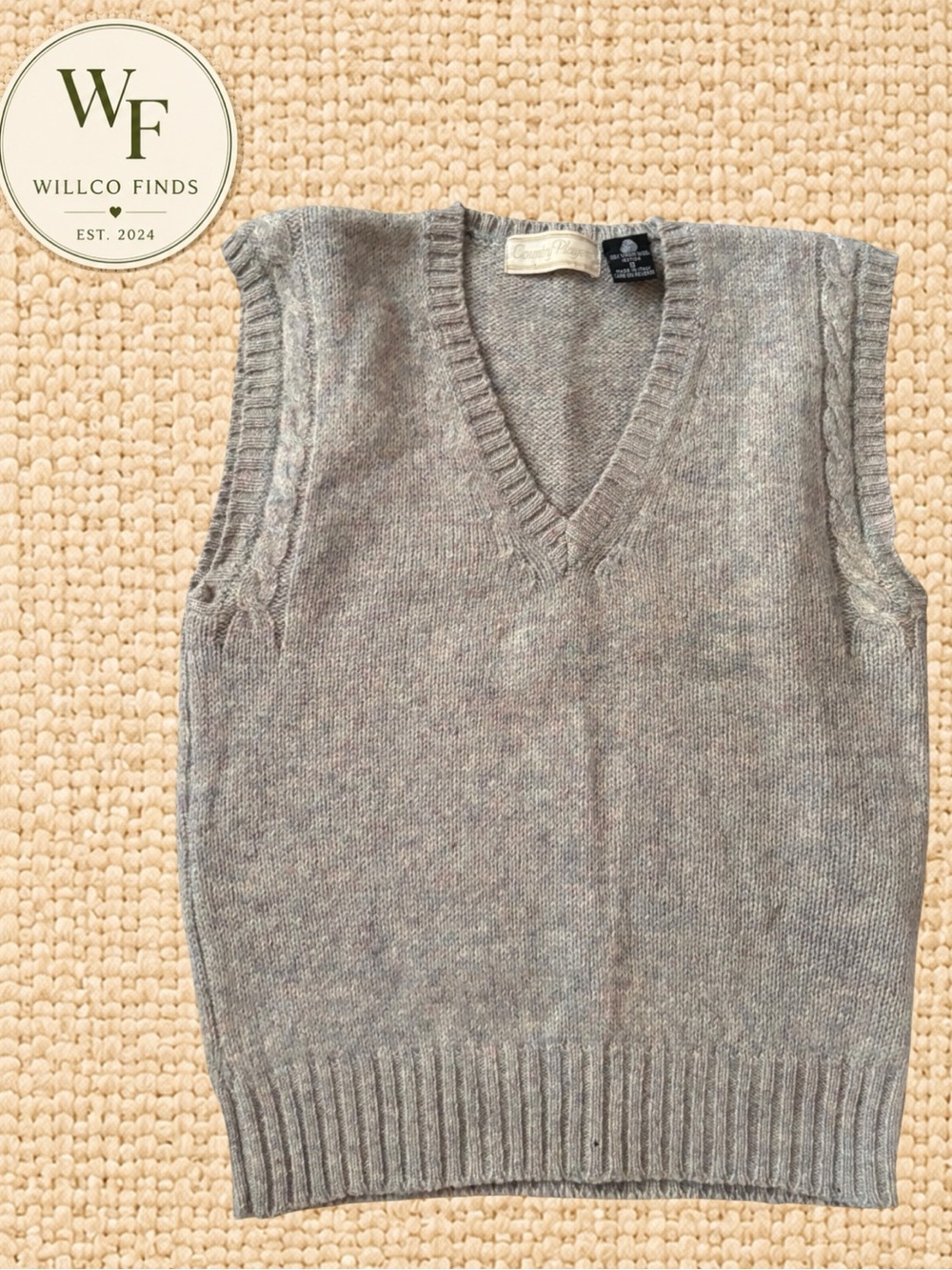 Country Players Women’s 100% Virgin Wool Cable Knit Sweater Vest Small Italy